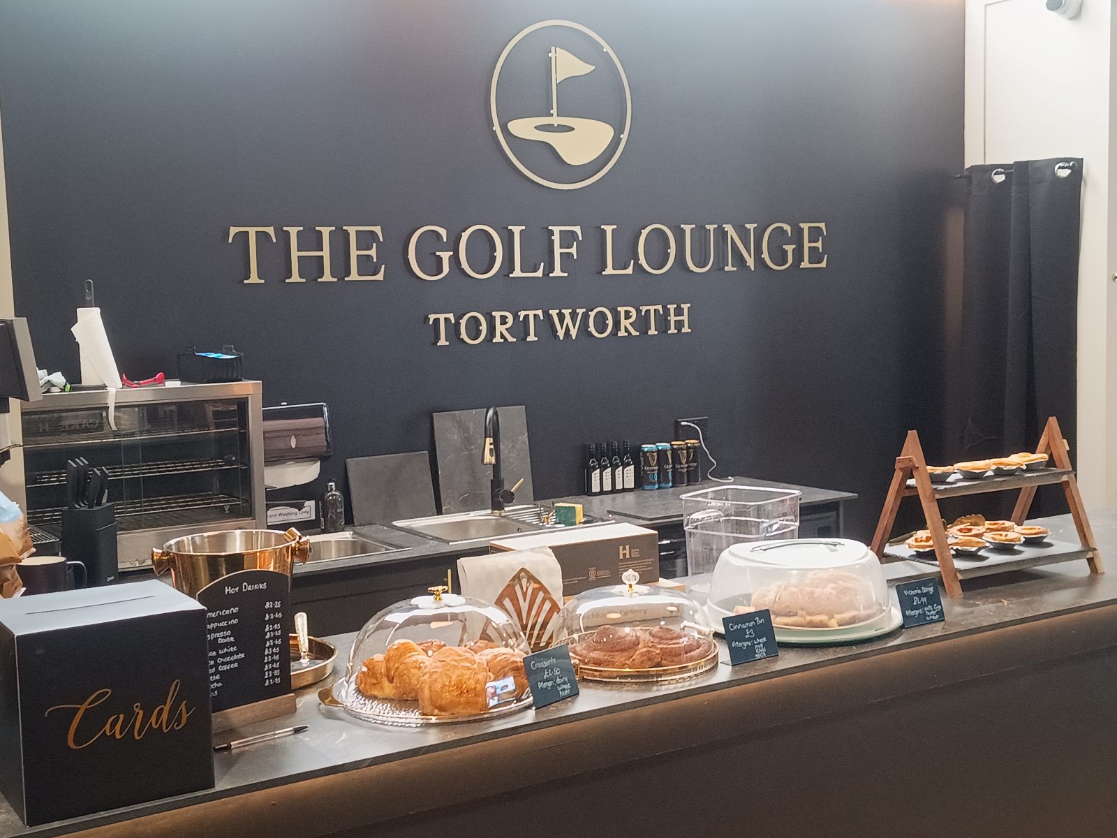 Food and drink counter inside Golf Lounge Tortworth